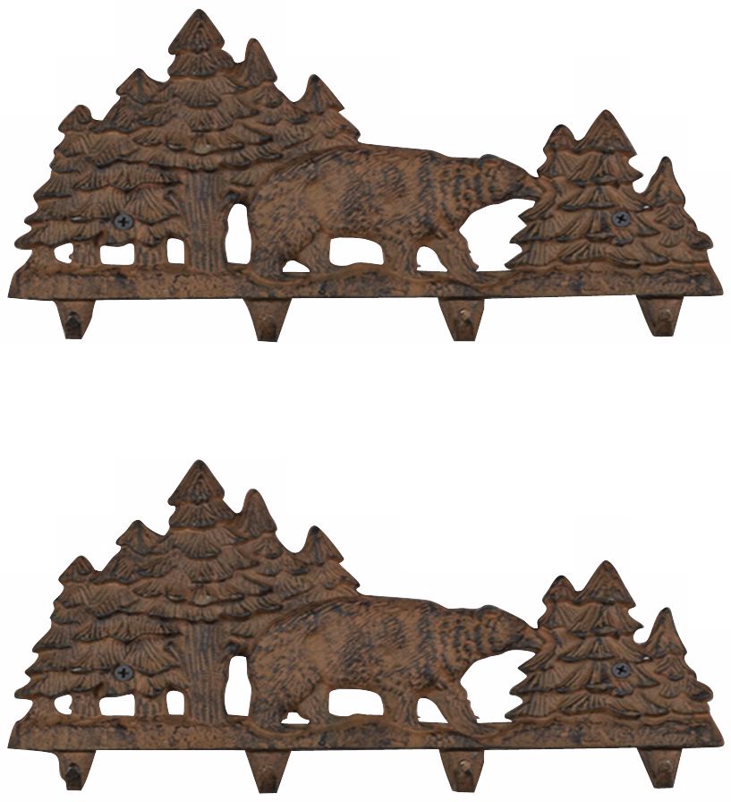Kody Set of 2 Rust Finish Cast Iron Coat Rack