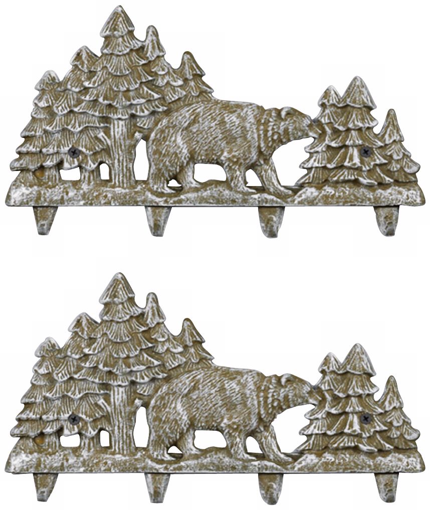 Cody Set of 2 White Wash Cast Iron Bear Coat Rack