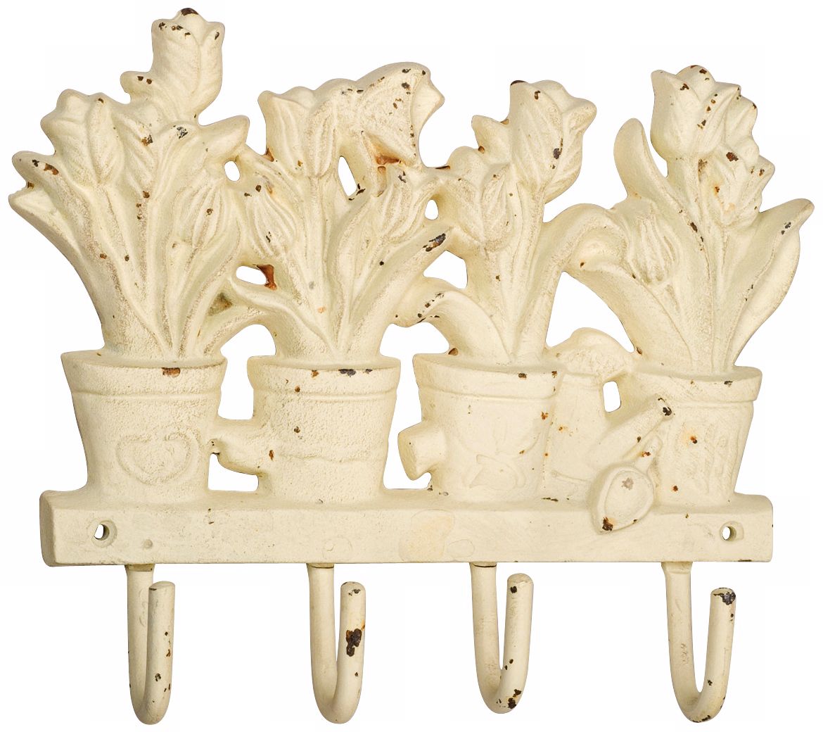 Jardin Antique White Cast Iron Tulip Wall Hook