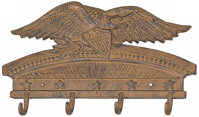 Americana Eagle Cast Iron Rust Finish Coat Rack