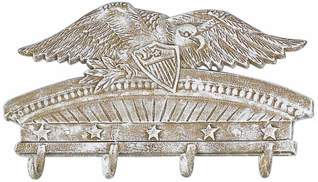 Americana White Wash Cast Iron Eagle Coat Rack