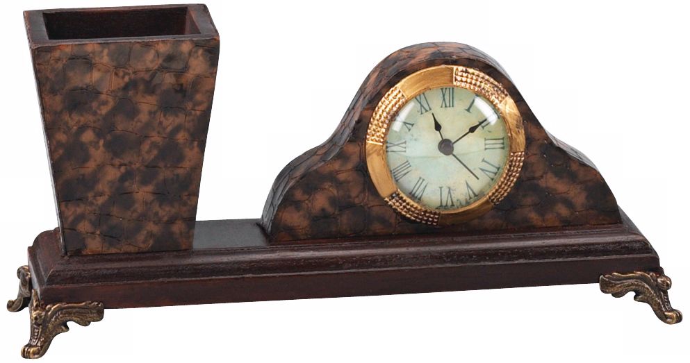 Tropicalia 11 1/2" Wide Wood Pen Holder and Clock