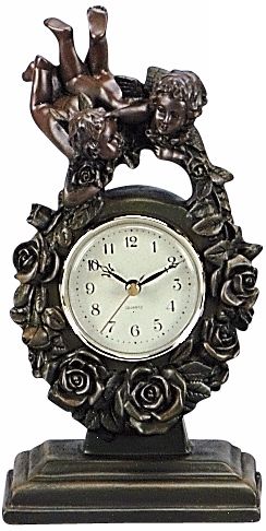 Saturnalia Bronze Resting Cherubs Desk Clock