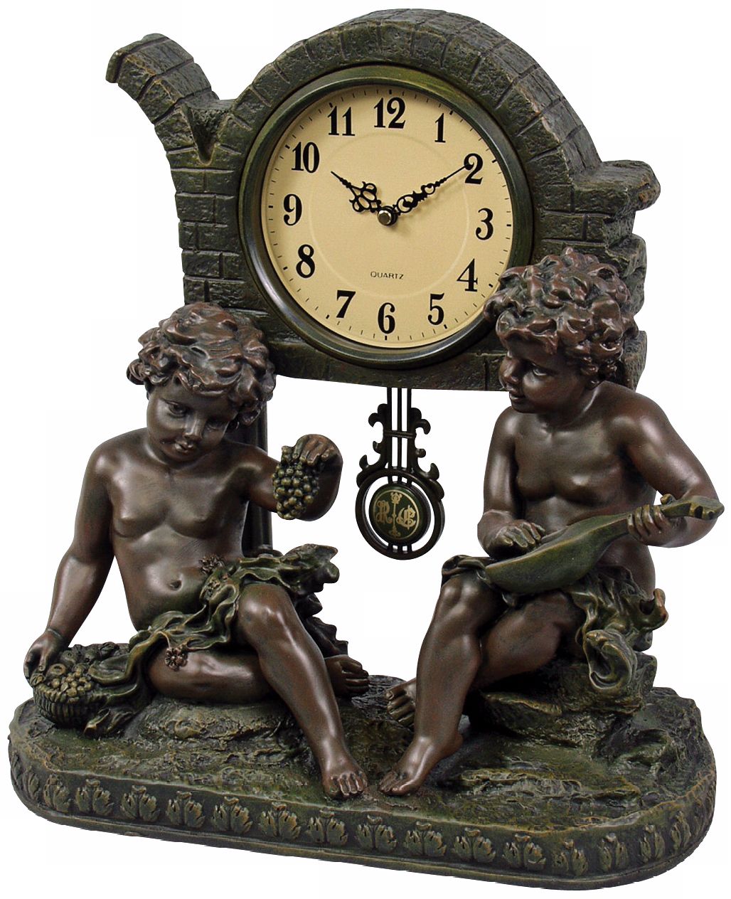 Saturnalia Two Cherubs 16" High Pendulum Clock