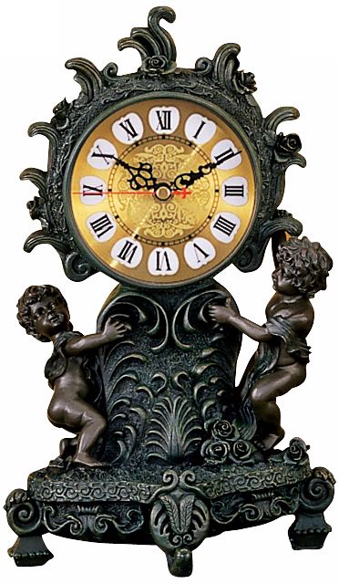 Athenium Two Small Boys Gold Dial Clock