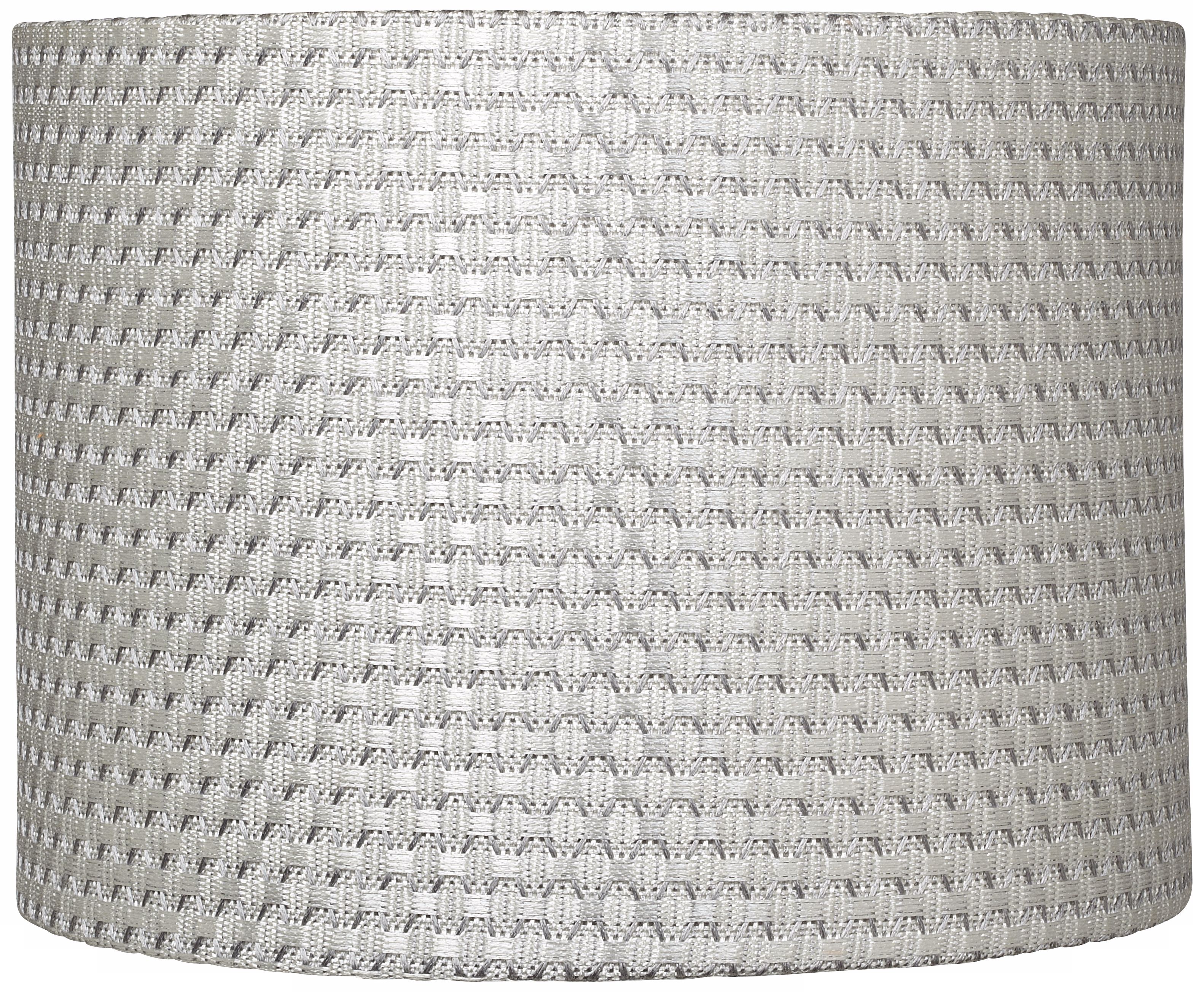 White and Silver Weave Drum Shade 11x11x8.5 (Spider)