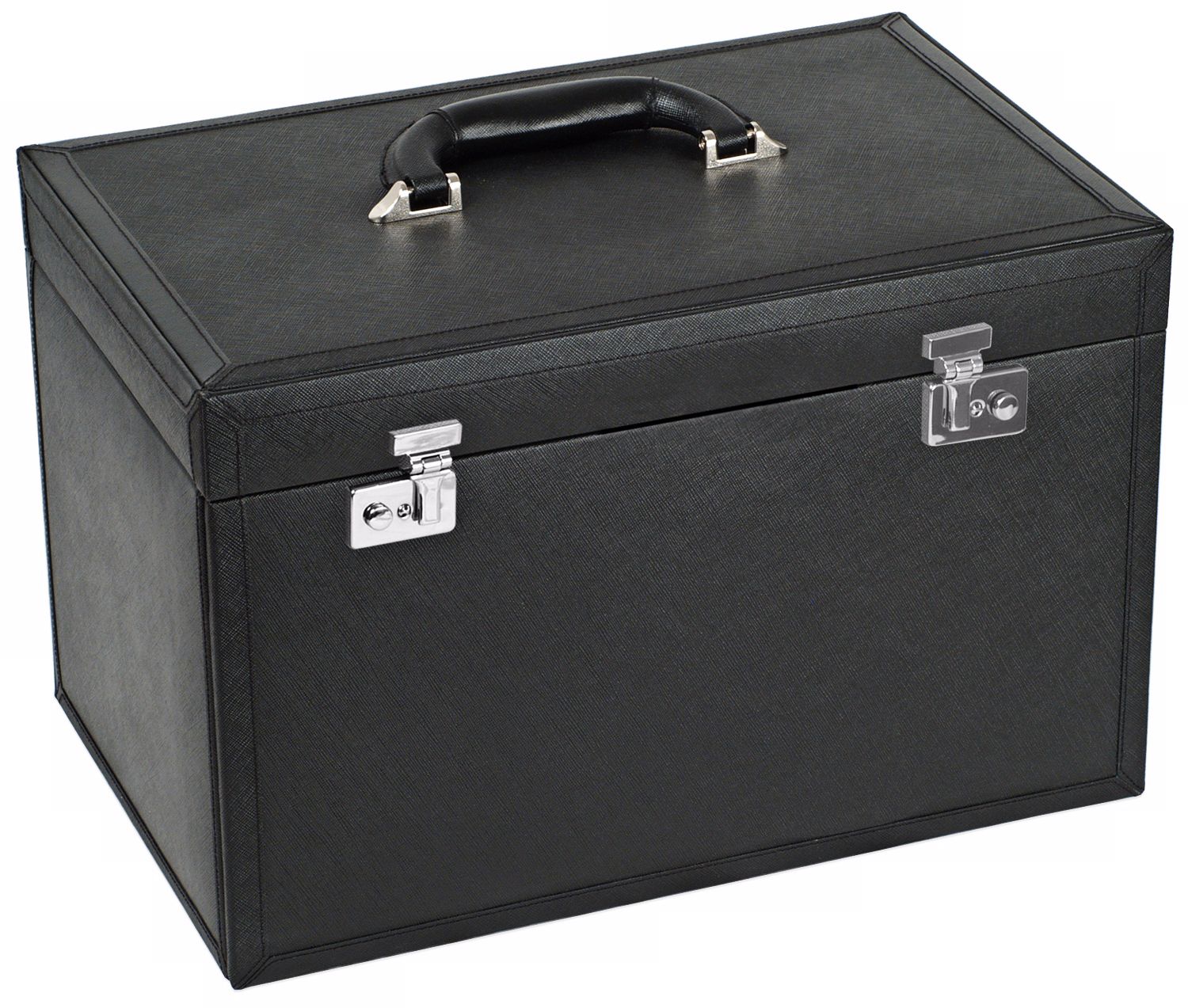 Queens Court Extra Large Noir Leather Jewelry Box