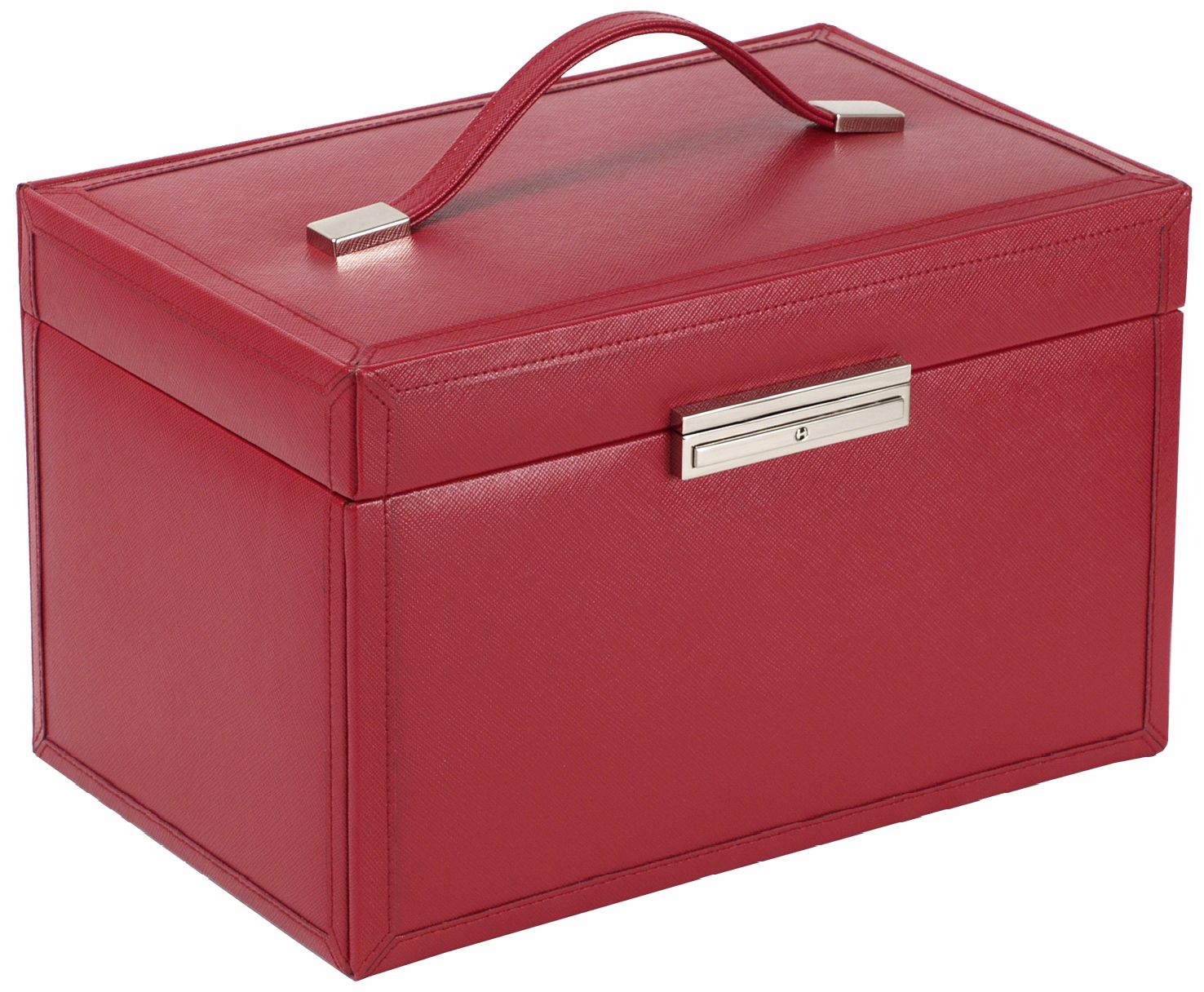Queens Court Large Crimson Leather Jewelry Box