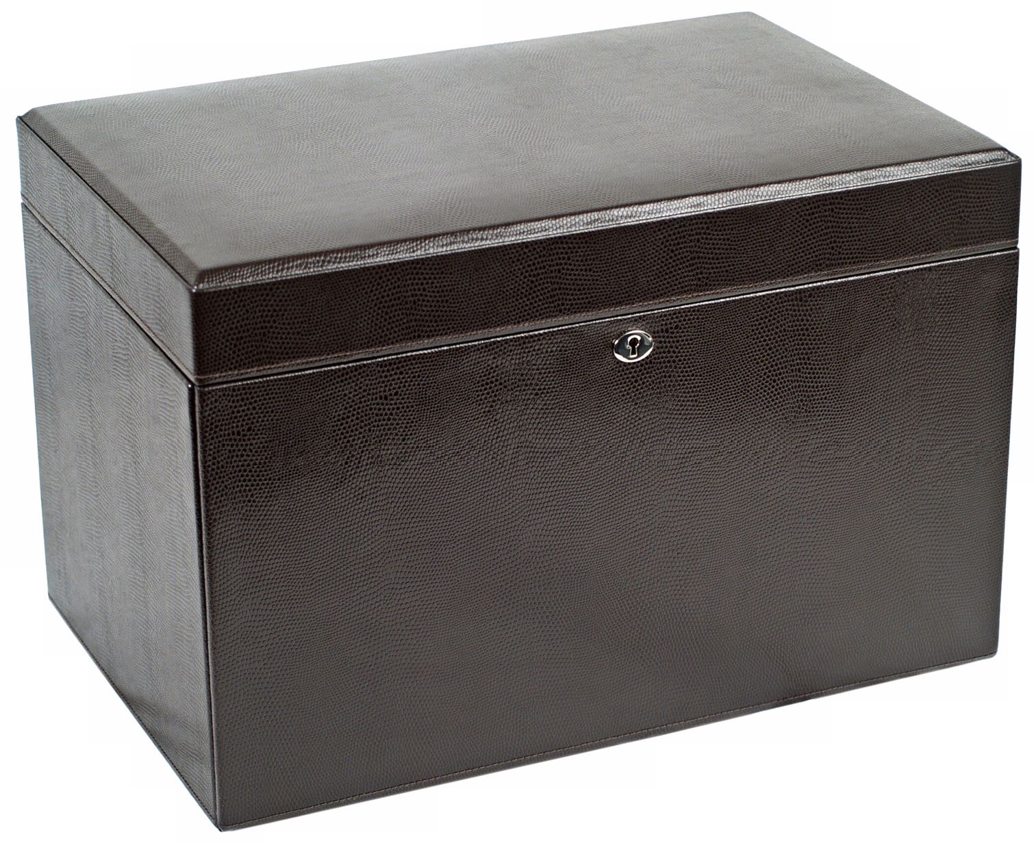 London Collection Large Cocoa Leather Jewelry Box