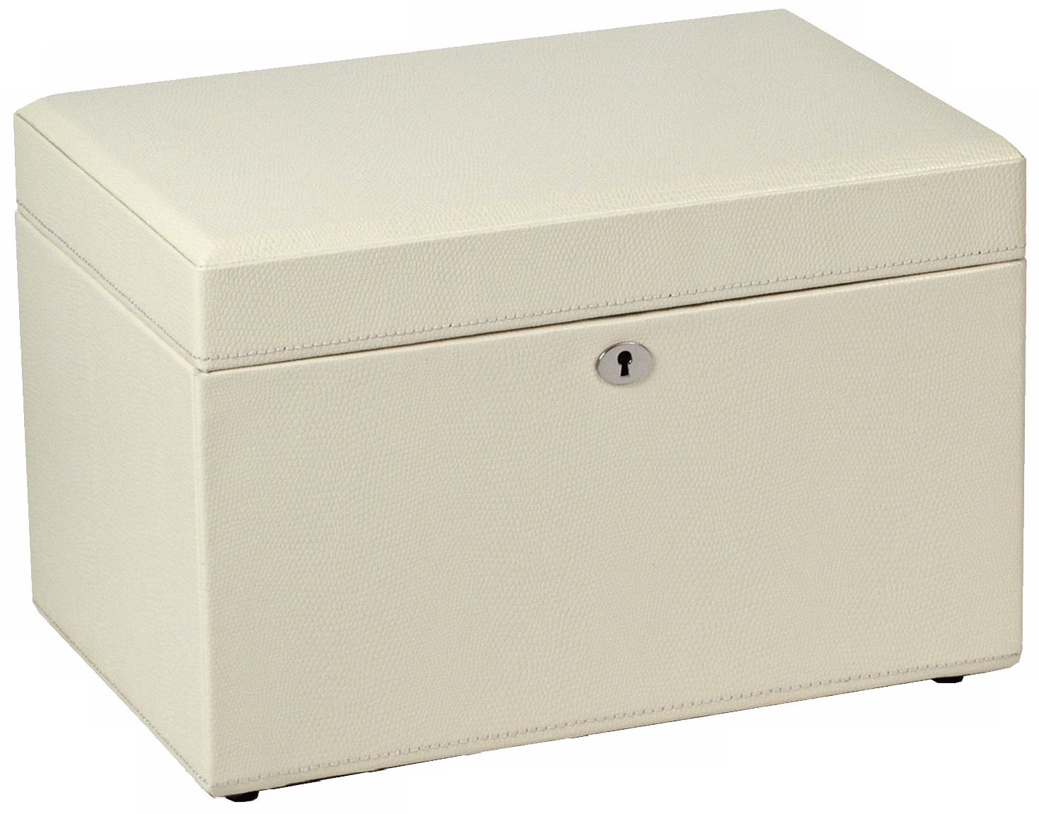 London Collection Medium Cream Leather Jewelry Box