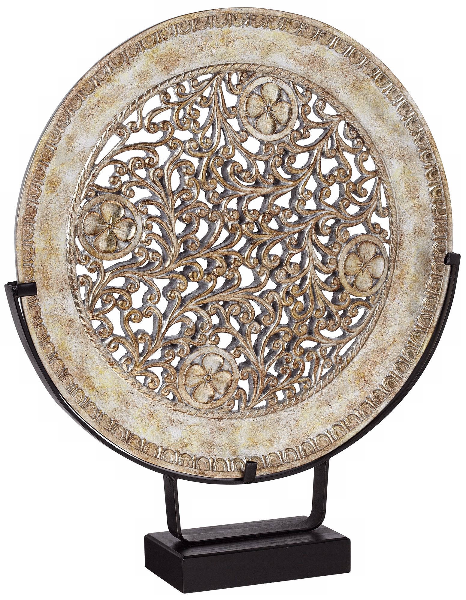 Scrolling Floral Brushed Nickel Metal Plate
