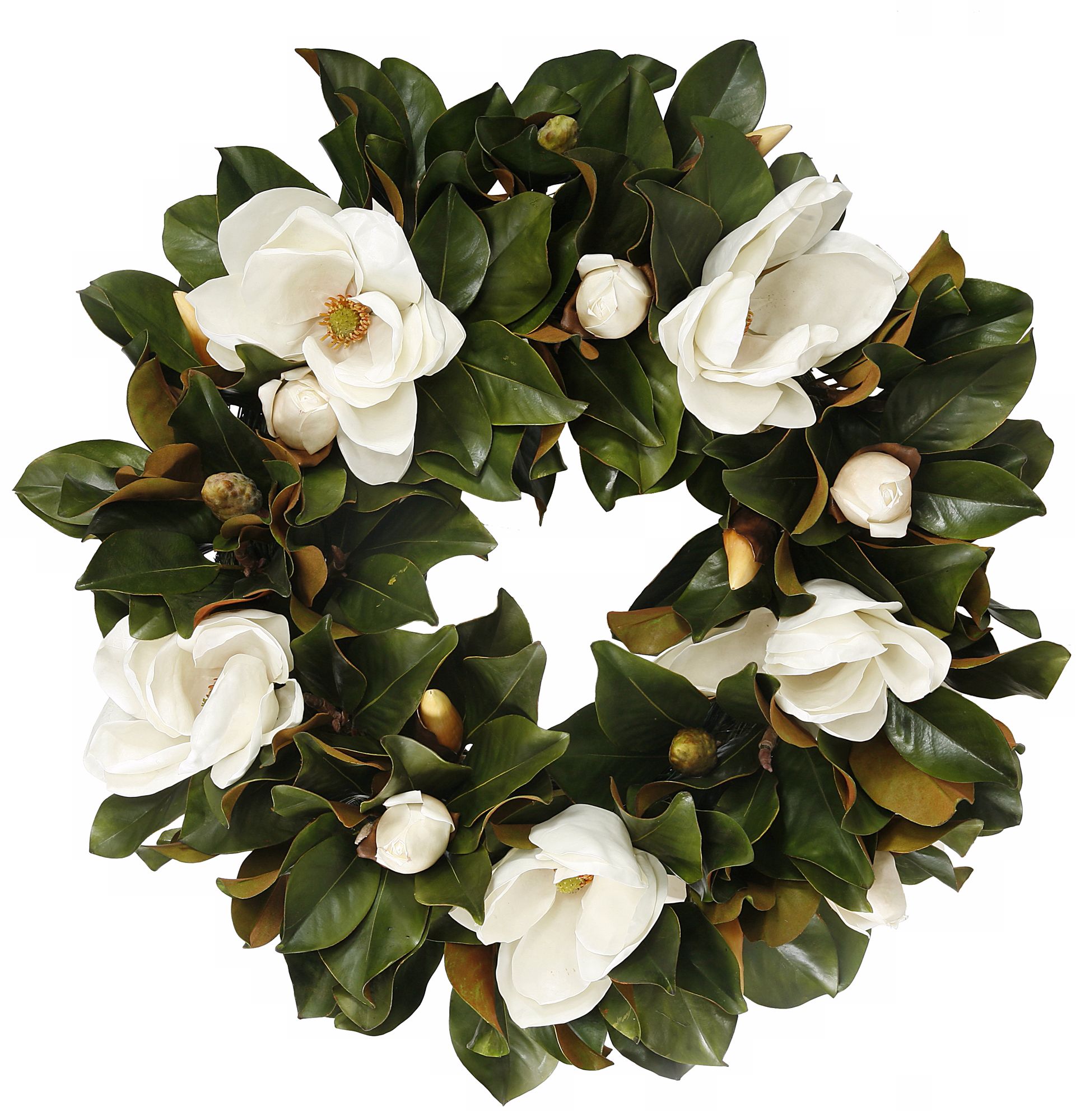 Jane Seymour 30" White Faux Tulip Magnolia Wreath