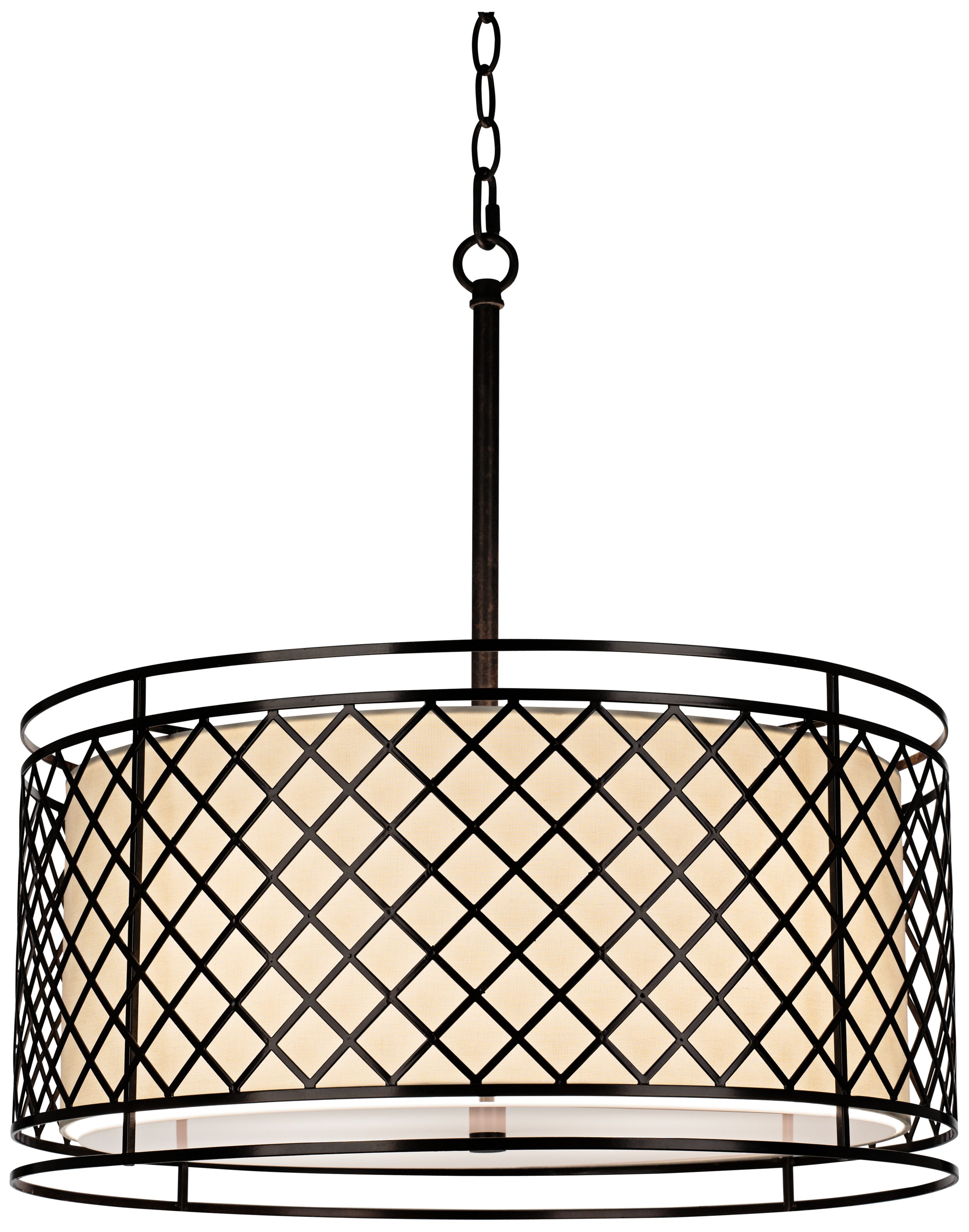 Metal Lattice  4-Light 20 1/4" Wide Bronze Pendant Light