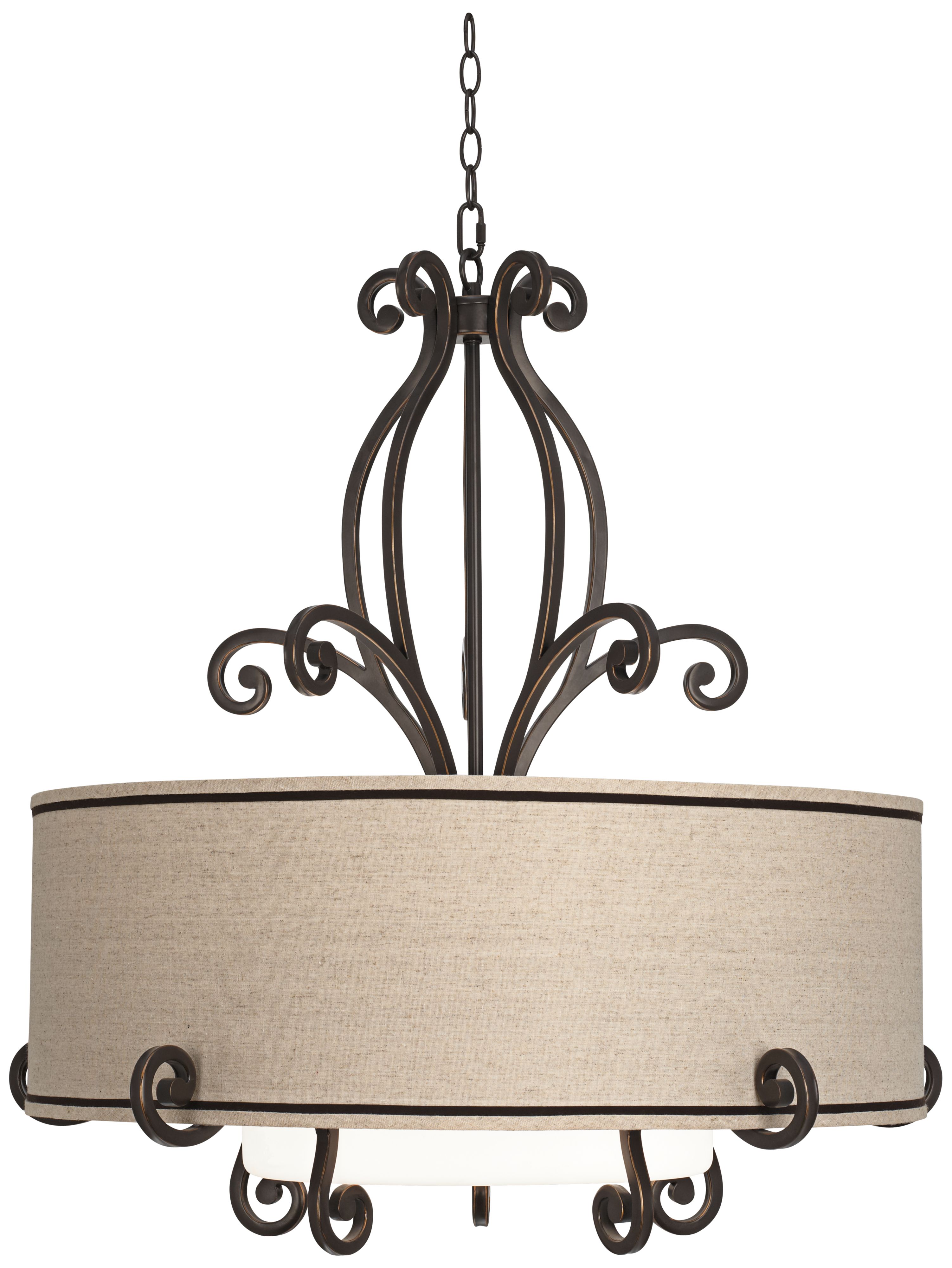 Kathy Ireland Large Scroll 33" Wide Bronze Pendant Light