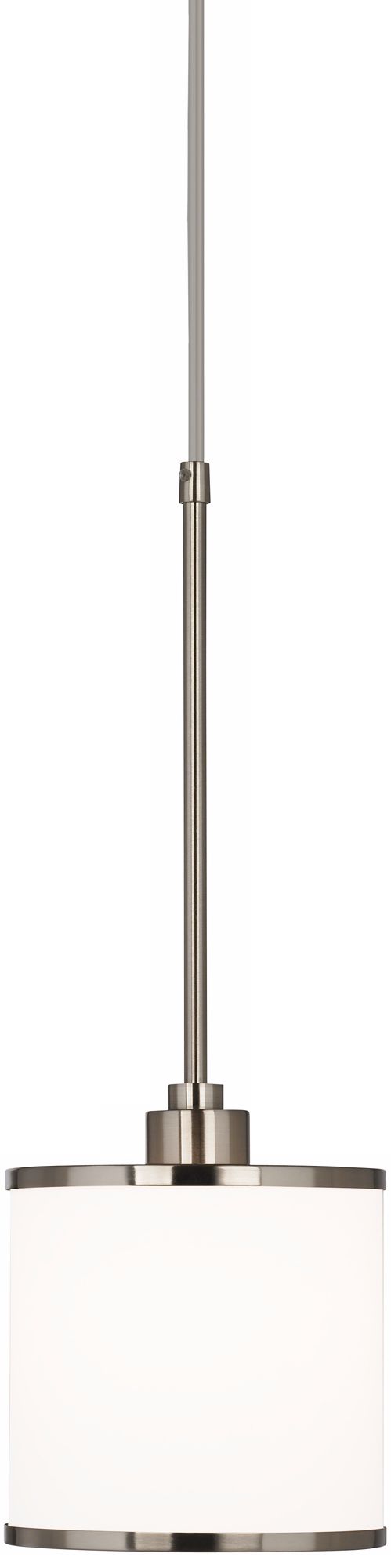 Possini Euro White Drum 7" Brushed Steel Mini Pendant Light