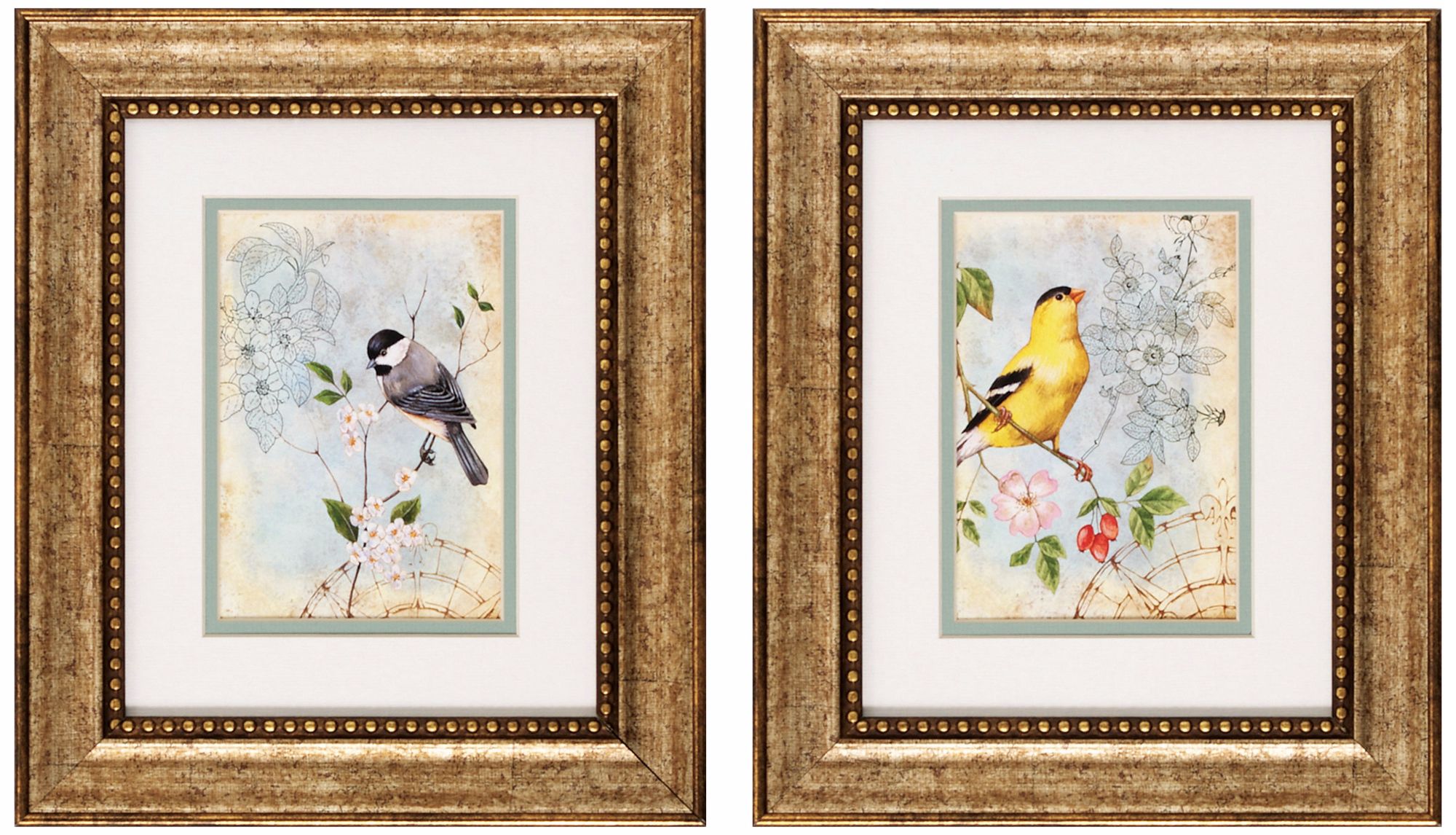 Set of 2 Songbird II/III 13" High Bird Wall Art Prints