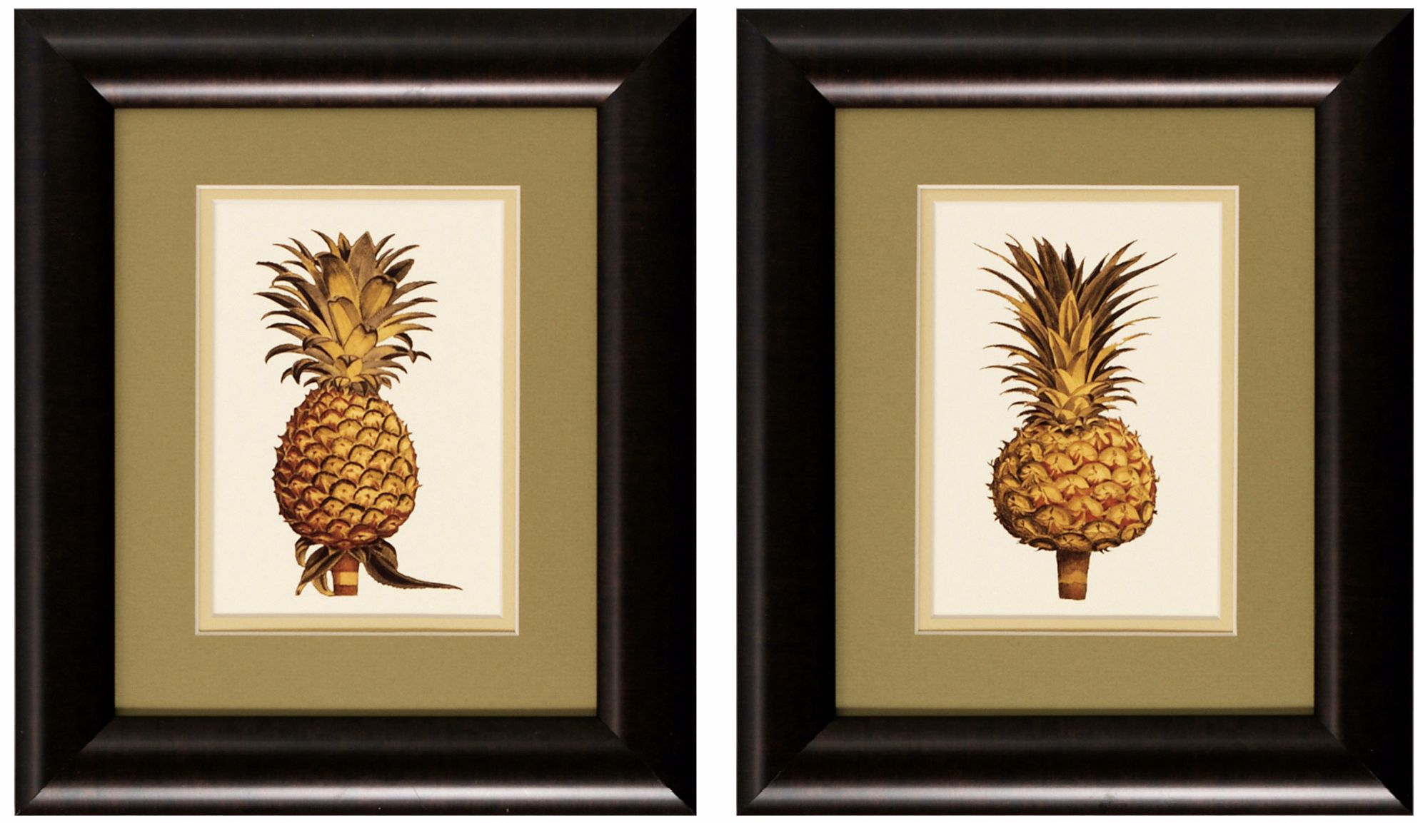 Set of 2 Pineapple I/II 13" High Tropical Wall Art Prints