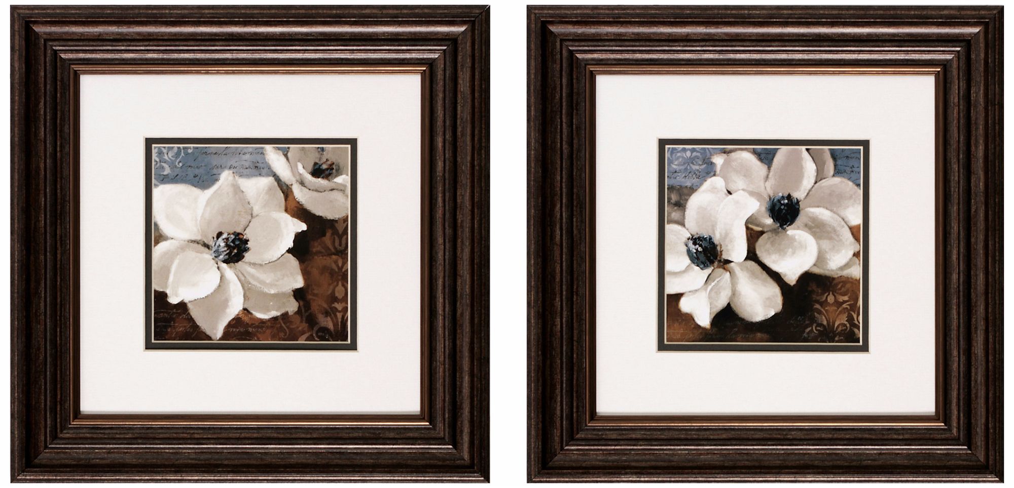 Set of 2 Magnolias I/II 14" Square Flower Wall Art Prints