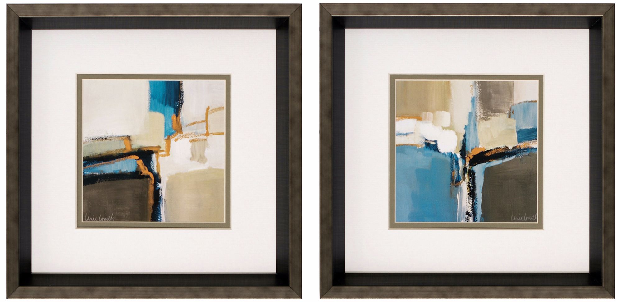 Set of 2 Released12" Square Framed Abstract Wall Art