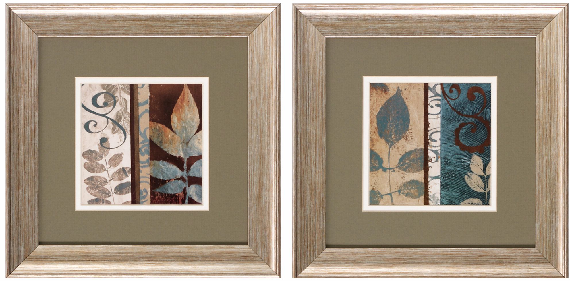 Set of 2 Fall to Winter 13" High Framed Leaf Wall Art Prints