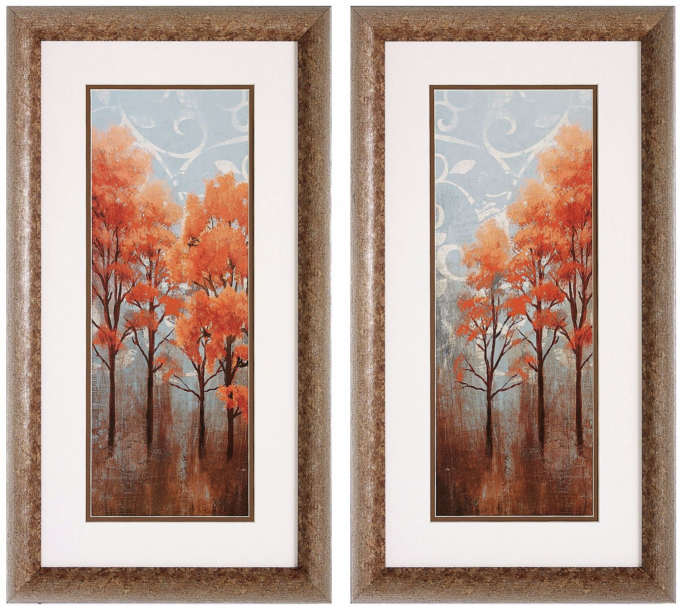 Set of 2 Red Trees I/II 26" High Autumn Tree Wall Art Prints