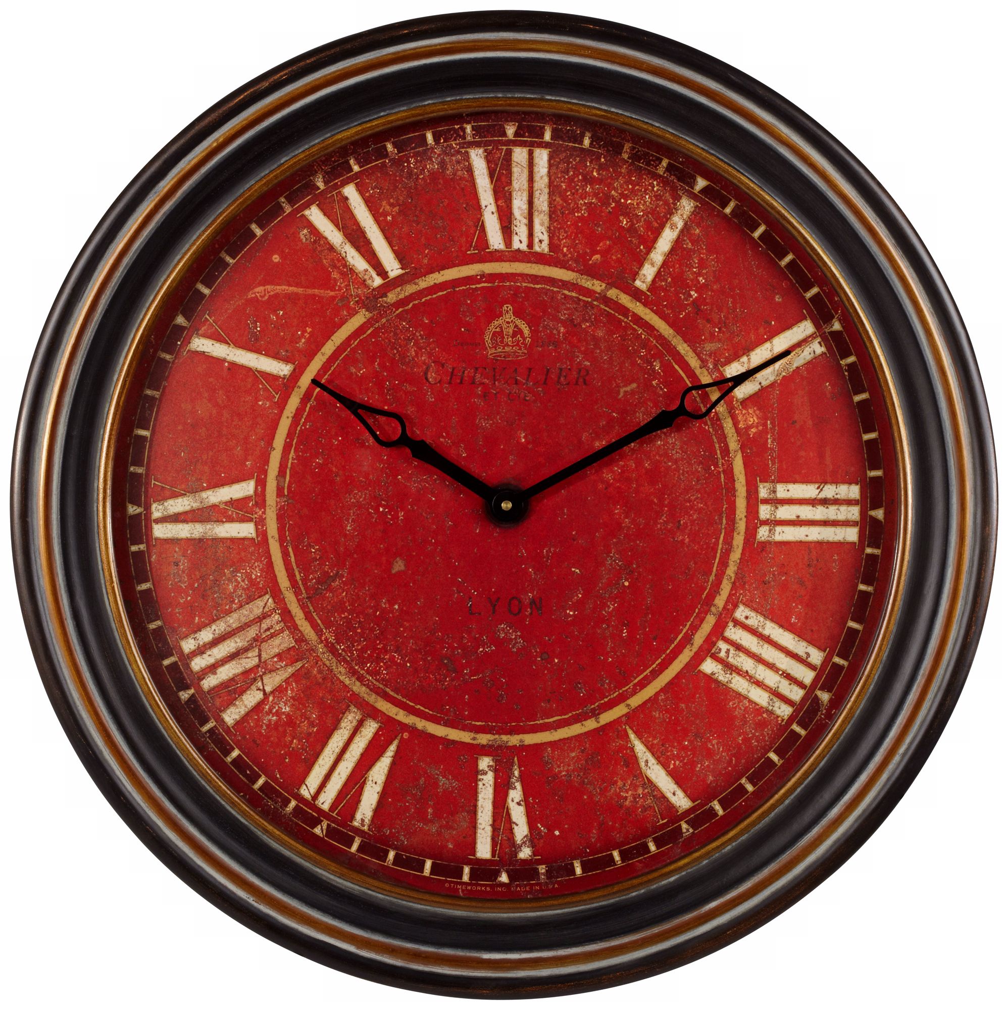 Uttermost Chevalier 27 1/2" Wide Antique Red Wall Clock
