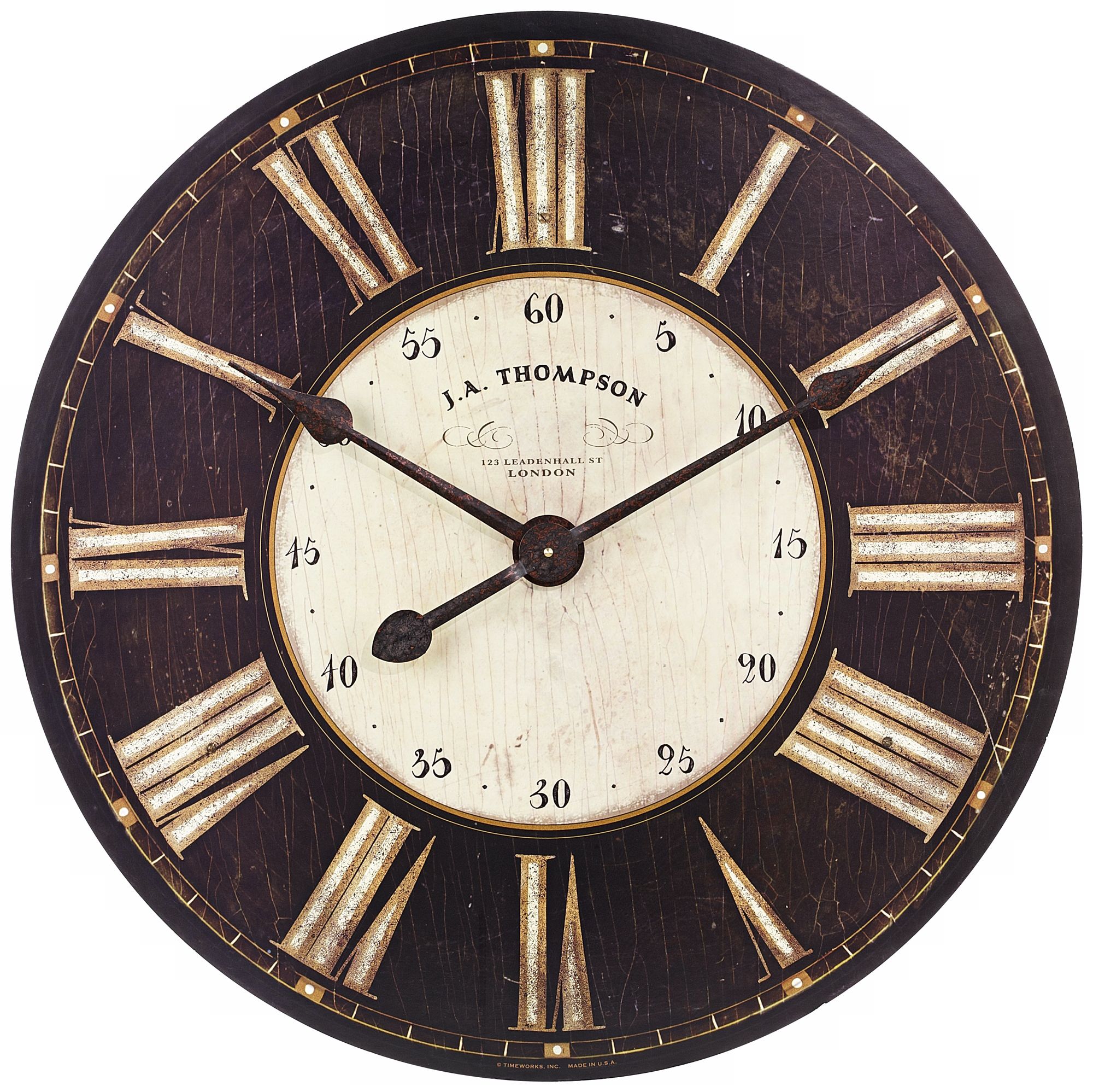Uttemost J.A. Thompson 29 1/4" Wide Antique Black Wall Clock
