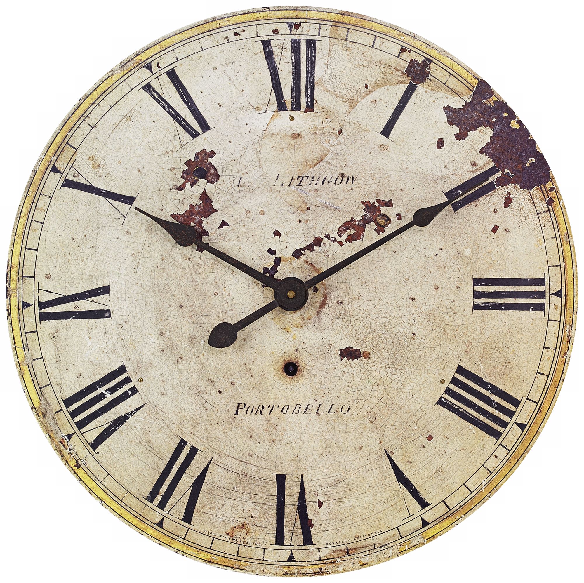Uttermost Portobello 22 1/2" Wide Antiqued Gold Wall Clock