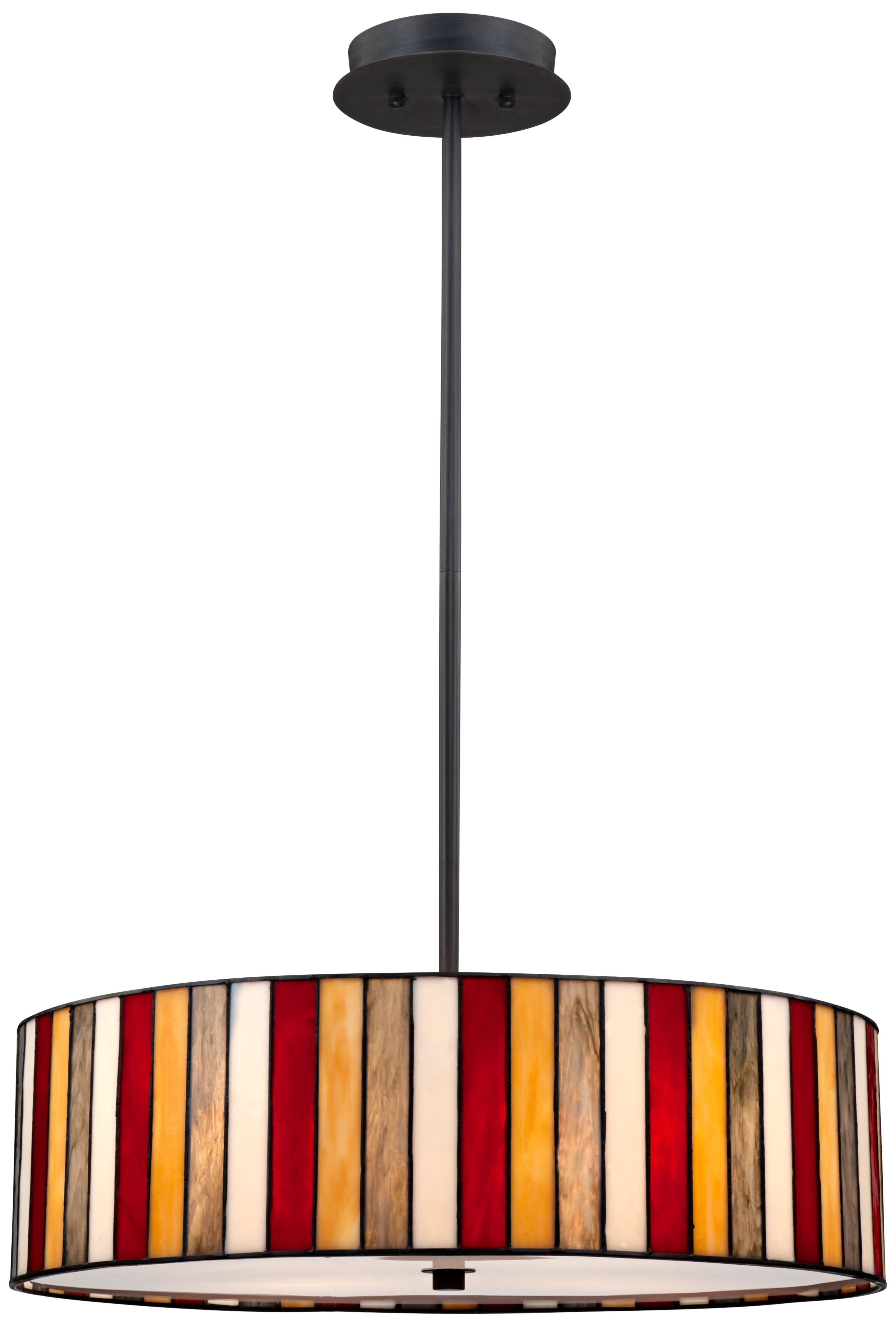 Striped Art Glass 20" Wide Bronze Pendant Light