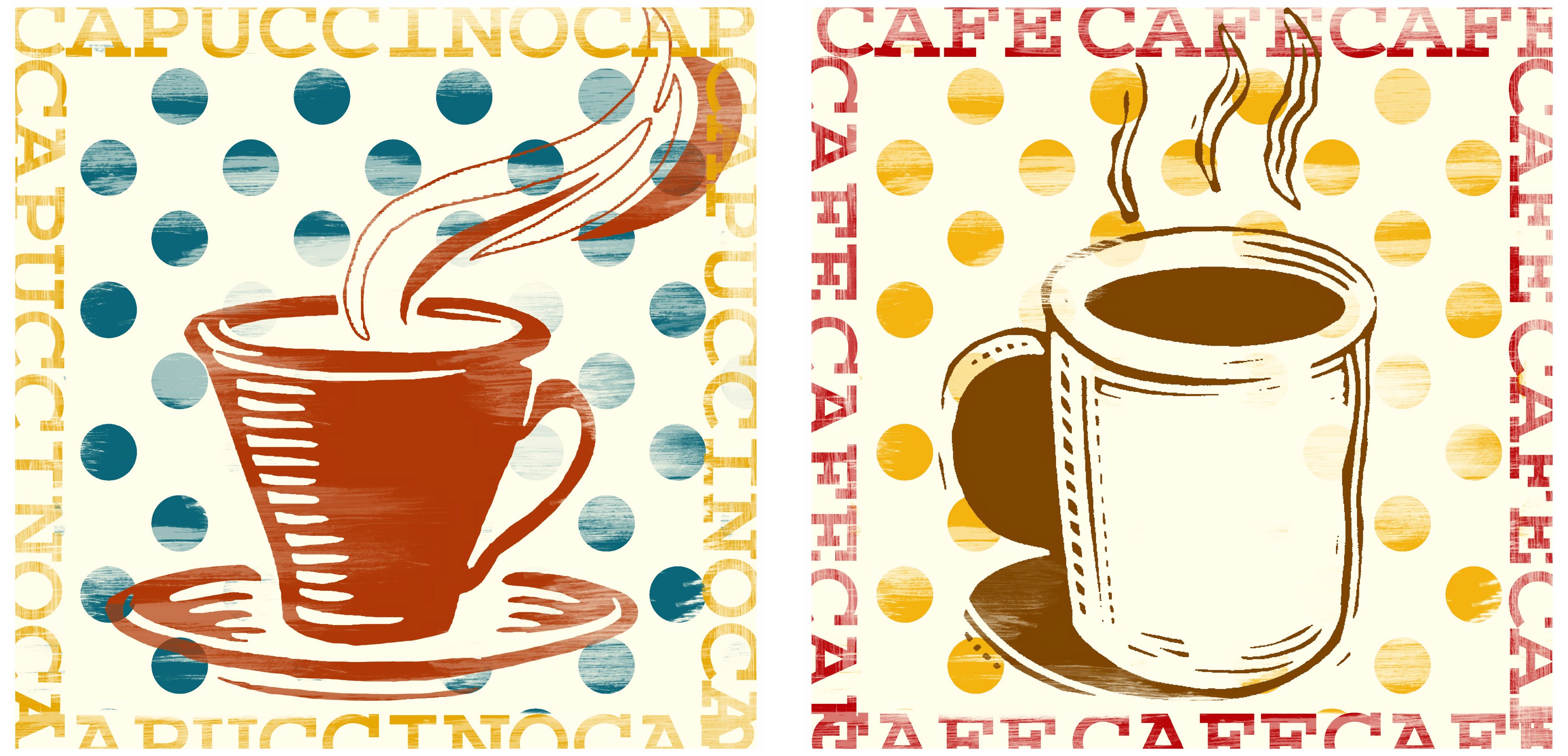 Set of 2 Polka Dot Cafe 12" Square Art Prints