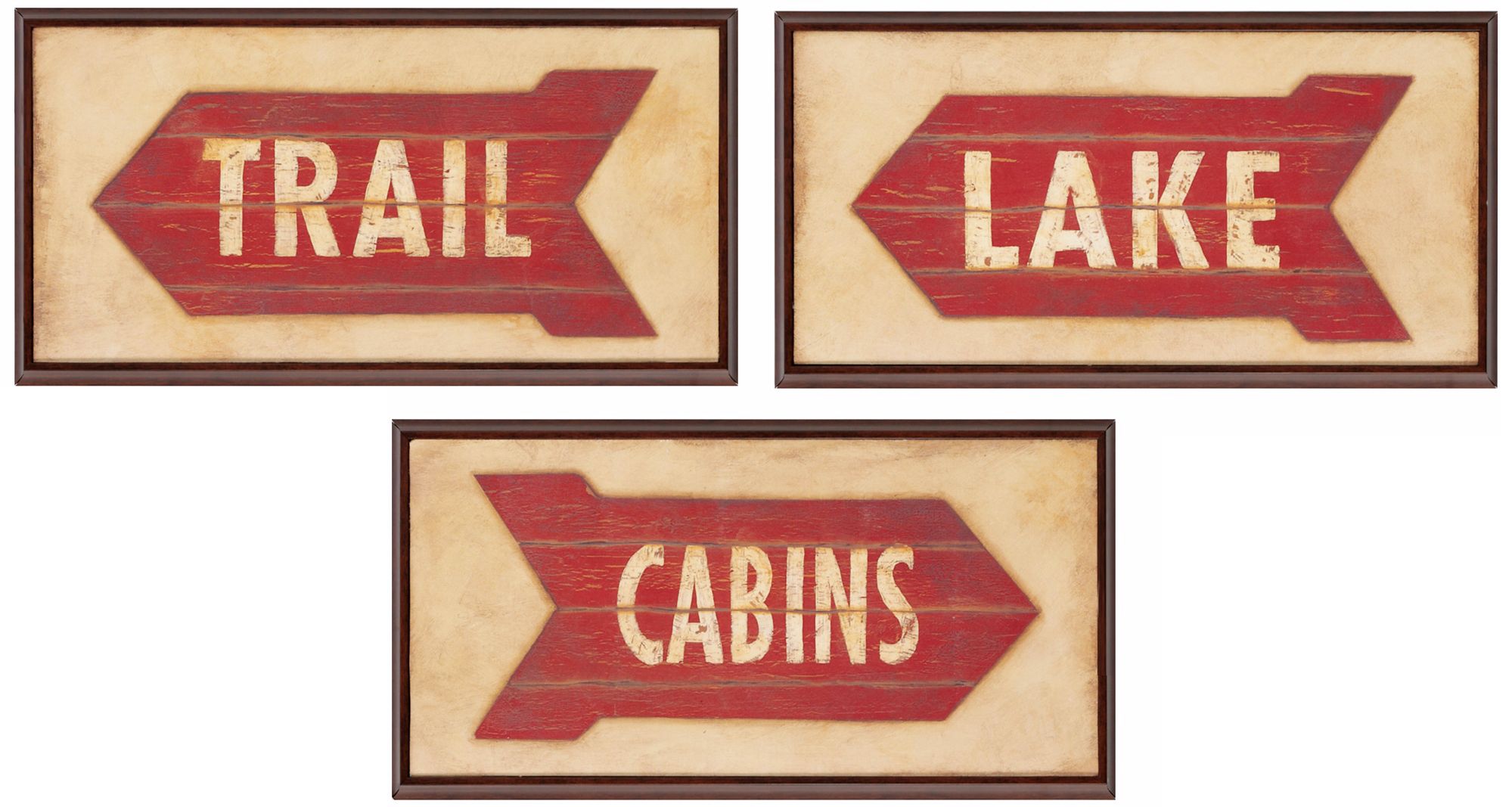 Set of 3 Trail Cabin and Lake Rustic Wall Art Signs