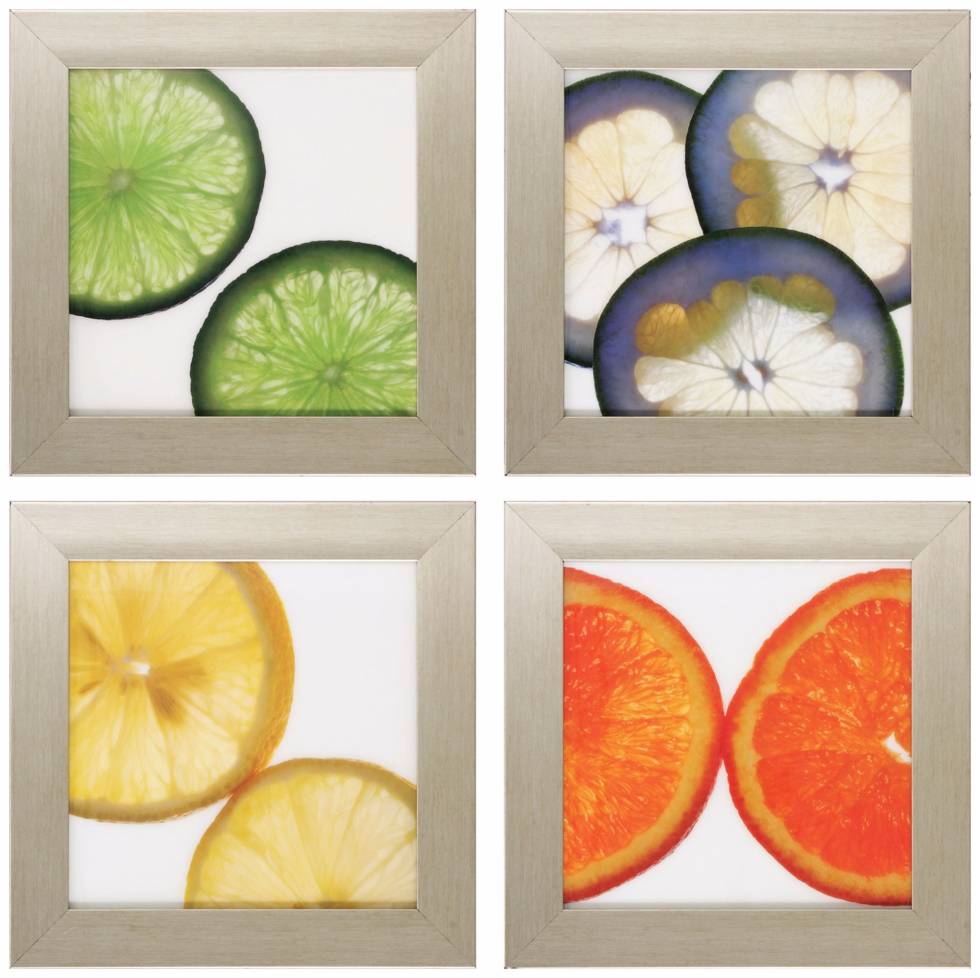 Set of 4 Colorful Citrus 16" Square Kitchen Art Prints