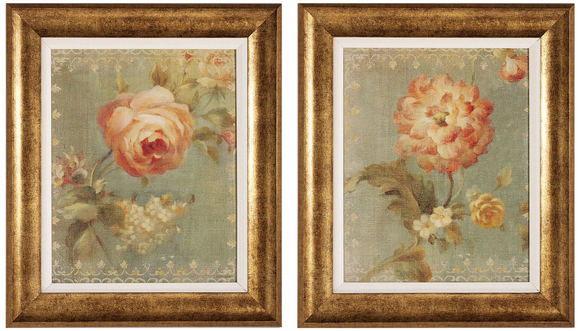 Set of 2 Framed Rose and Poppy Floral Wall Art Prints