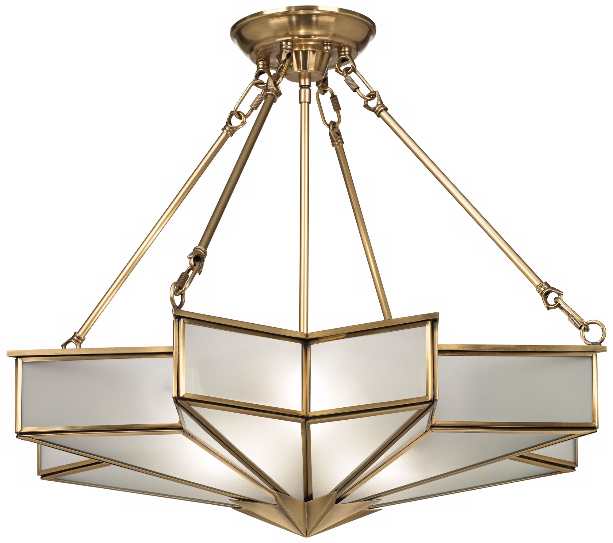 Glass Star 24 3/4" Wide Antique Brass Pendant Light
