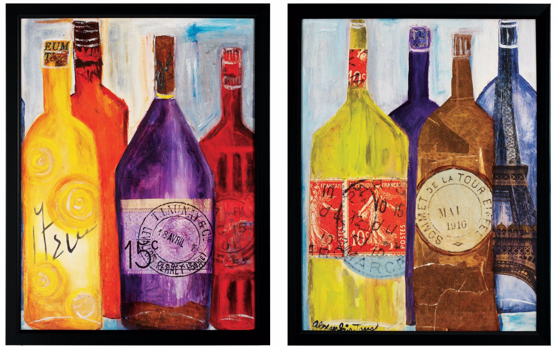 Set of 2 Bourgogne I/II 26" High Framed Wine Wall Art