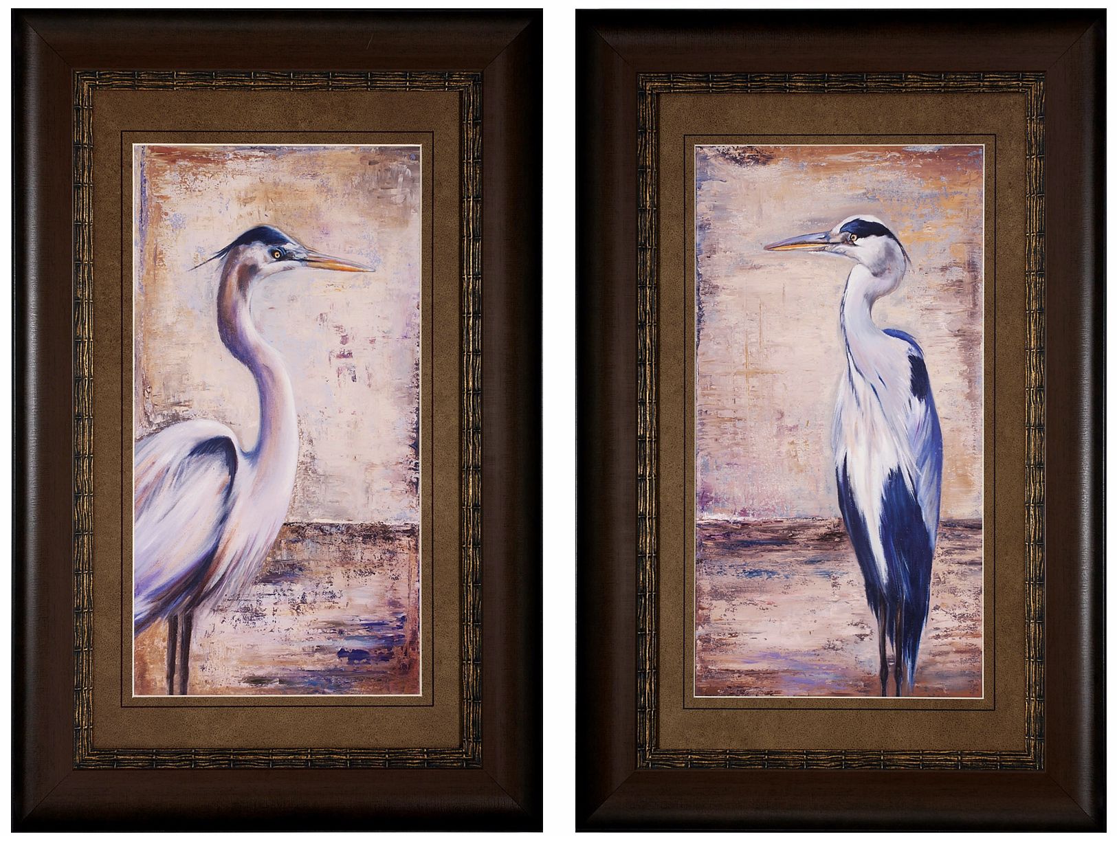 Blue Heron I/II Set of 2 34" High Framed Wall Art
