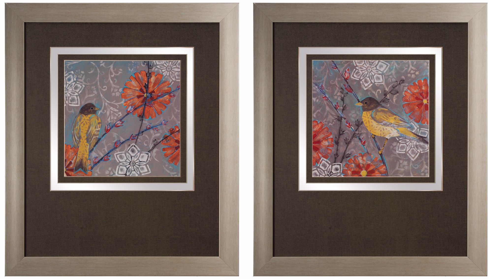 Set of 2 Little Wren I/II 28" Square Patterned Wall Art