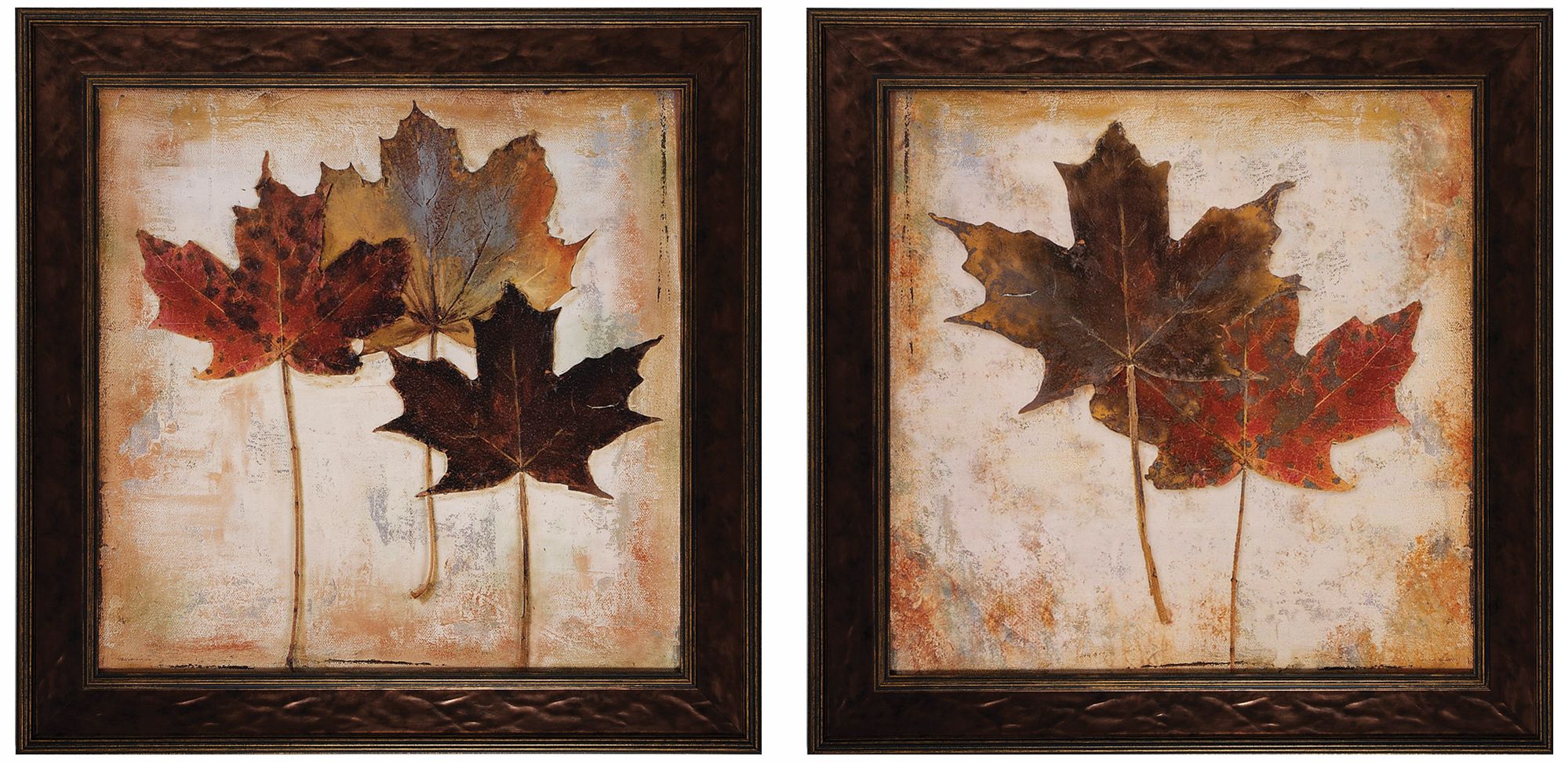 Set of 2 30" Square Leaves Wall Art