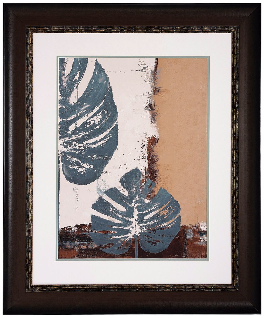 Blue Leaves I 36" High Framed Leaf Wall Art Print
