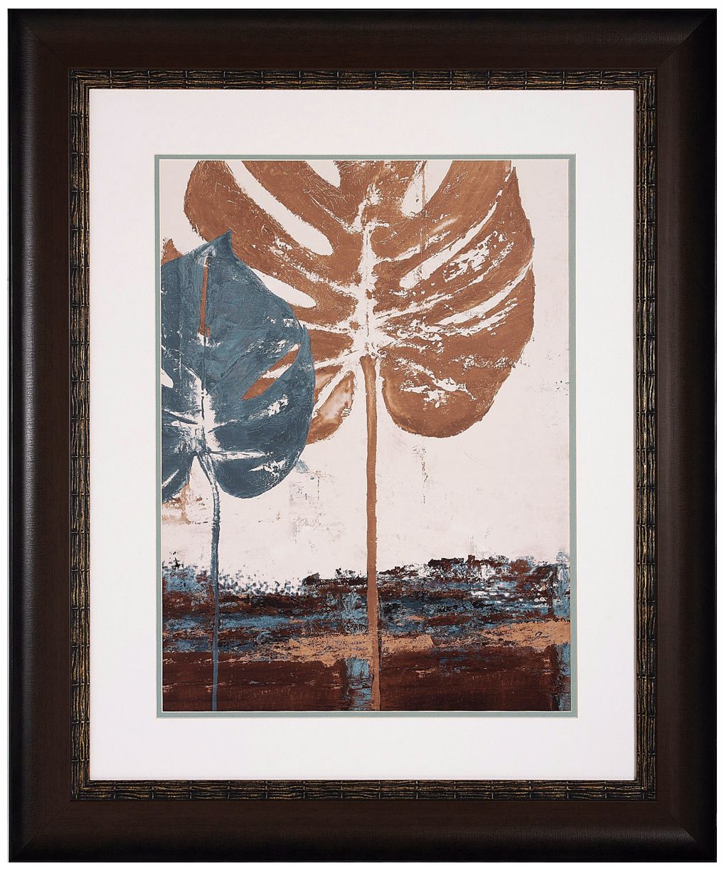 Blue Leaves II 36" High Framed Leaf Wall Art Print
