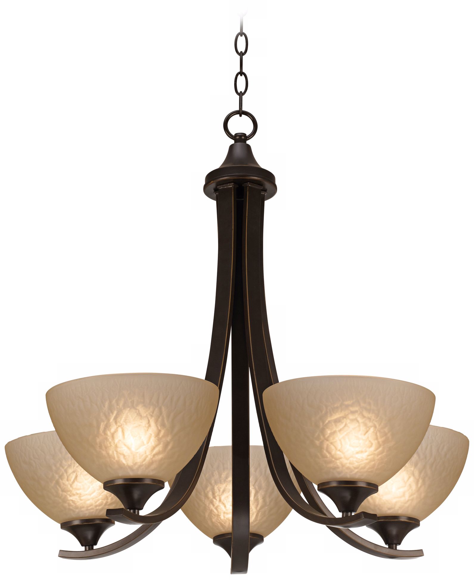 Bronze with Hammered Glass 28" Wide Chandelier