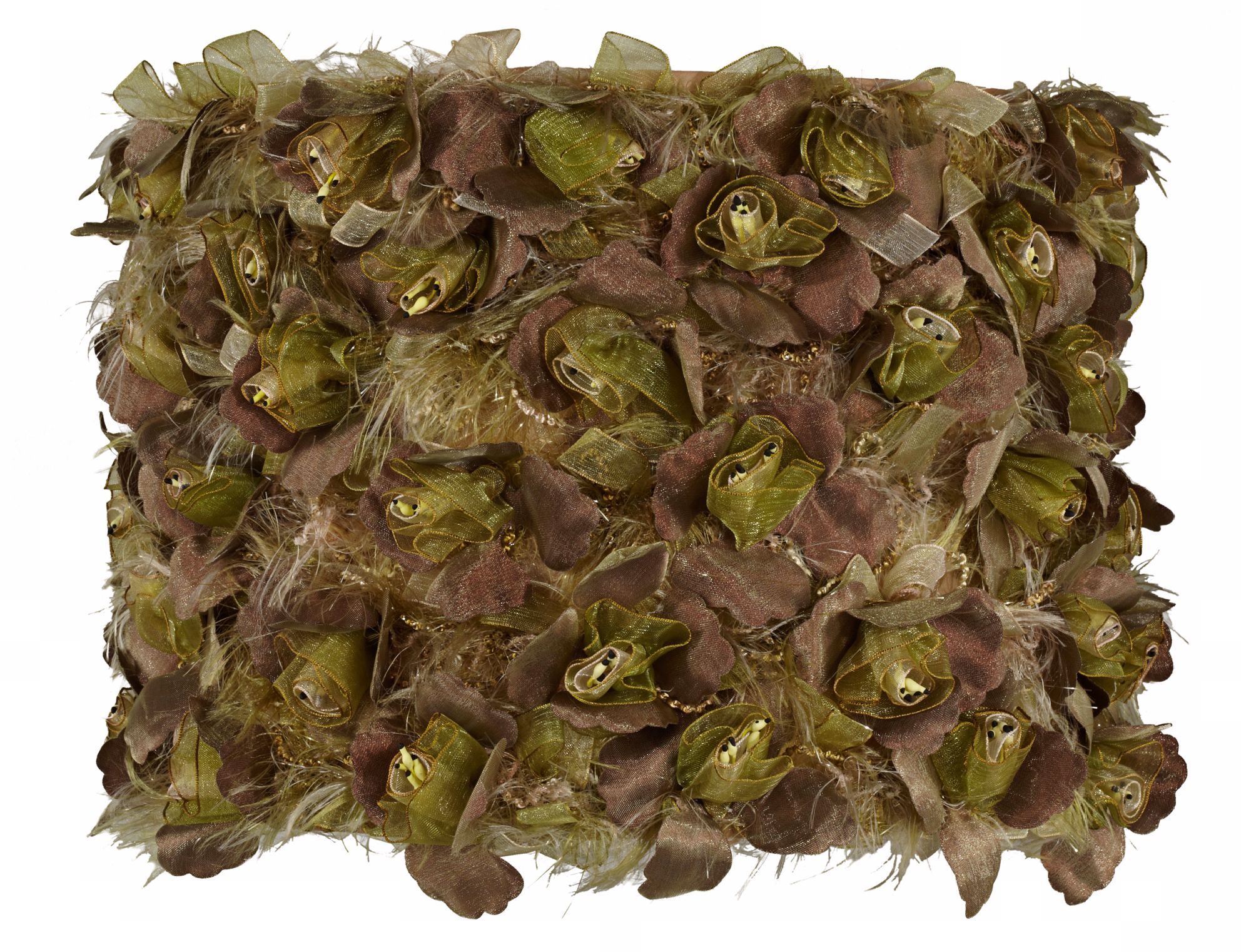 Olive Flower Ribbon Drum Shade 10x10x8 (Spider)