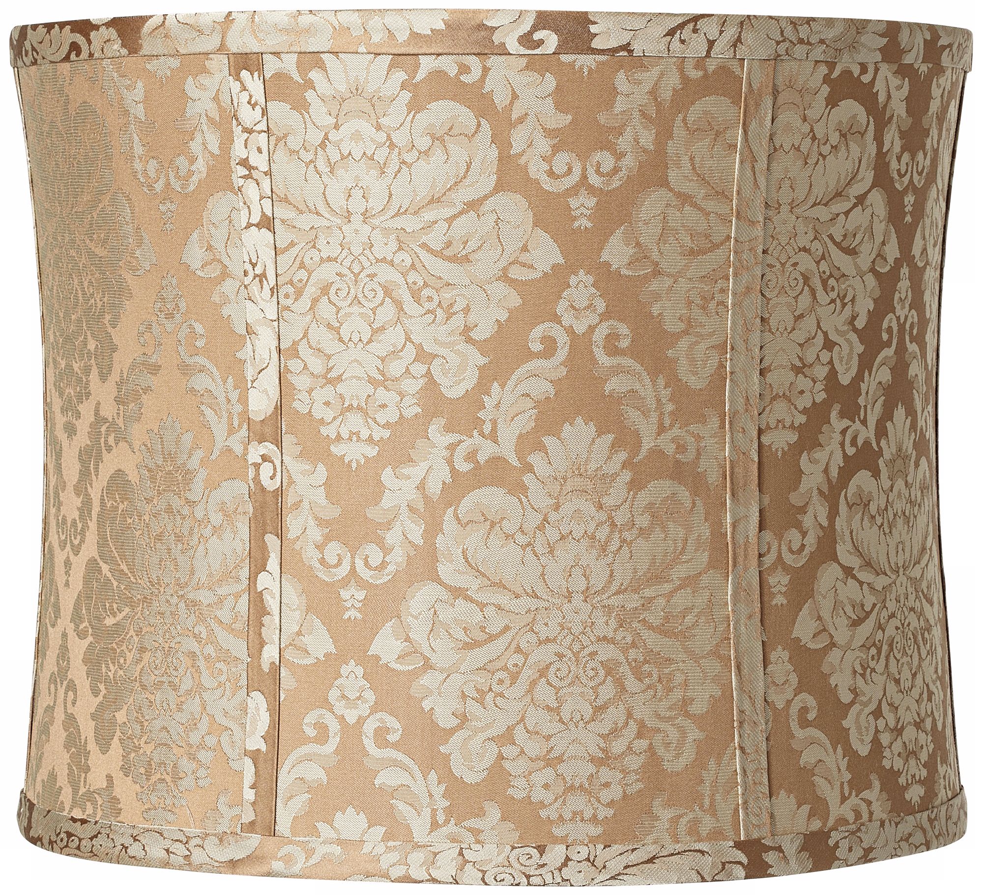 Tan and Taupe Damask Drum Lamp Shade 13x13x11 (Spider)