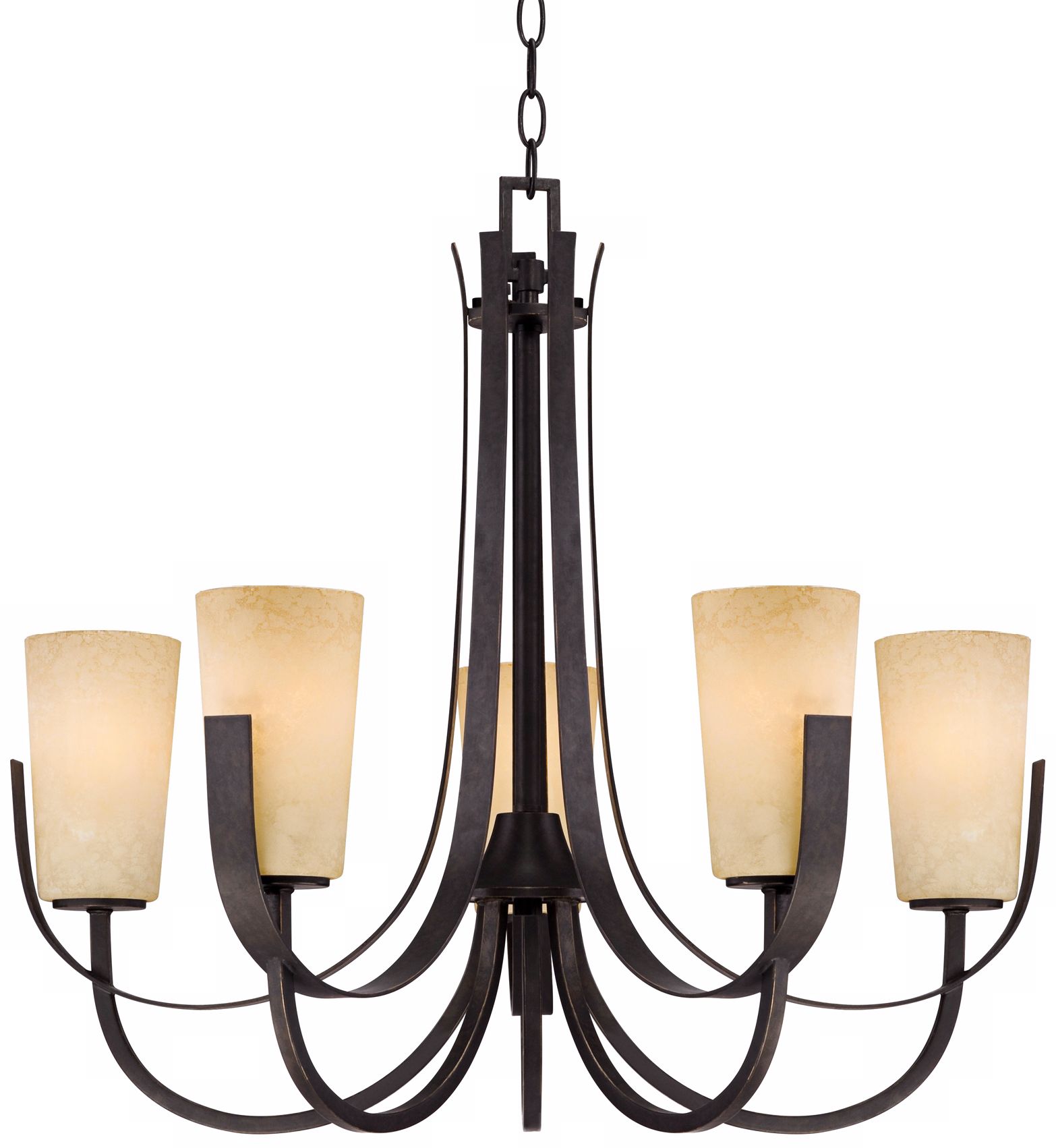Cream Glass 26 1/4" Wide 5-Light Imperial Bronze Chandelier