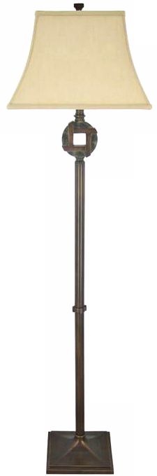 Chatham Wheel Faux Marble and Bronze Floor Lamp