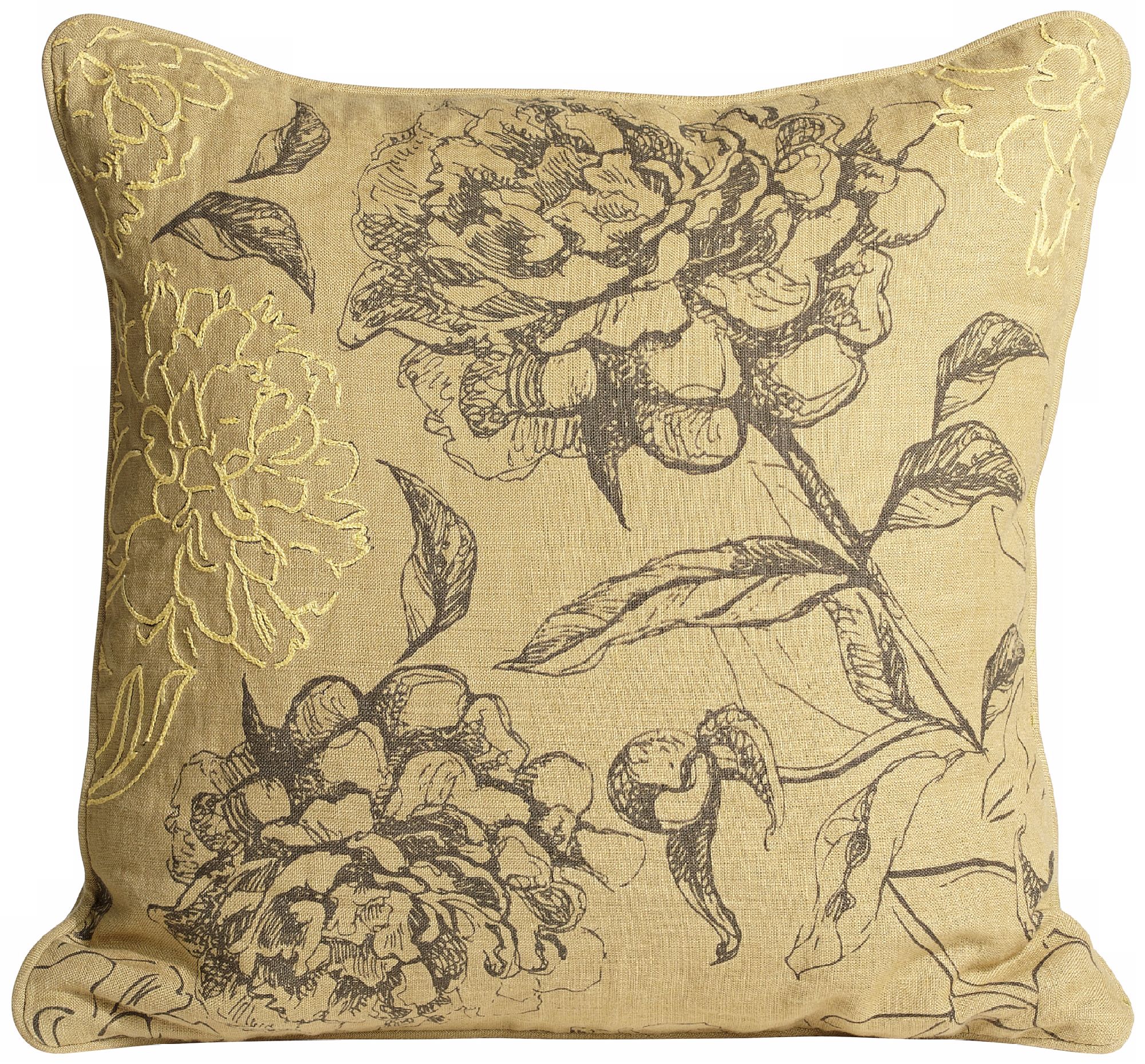 Sketched Floral 18" Feather Down Throw Pillow