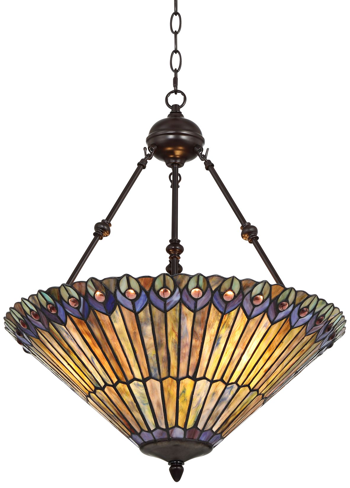 Tiffany Style 3-Light Ladybug 25" High Glass Pendant Light