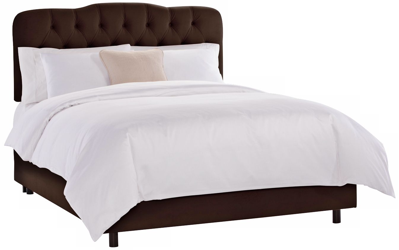 Chocolate Velvet Tufted Bed