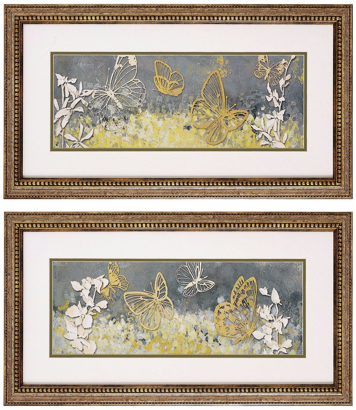 Set of 2 Fluttering Framed Butterfly Wall Art Prints