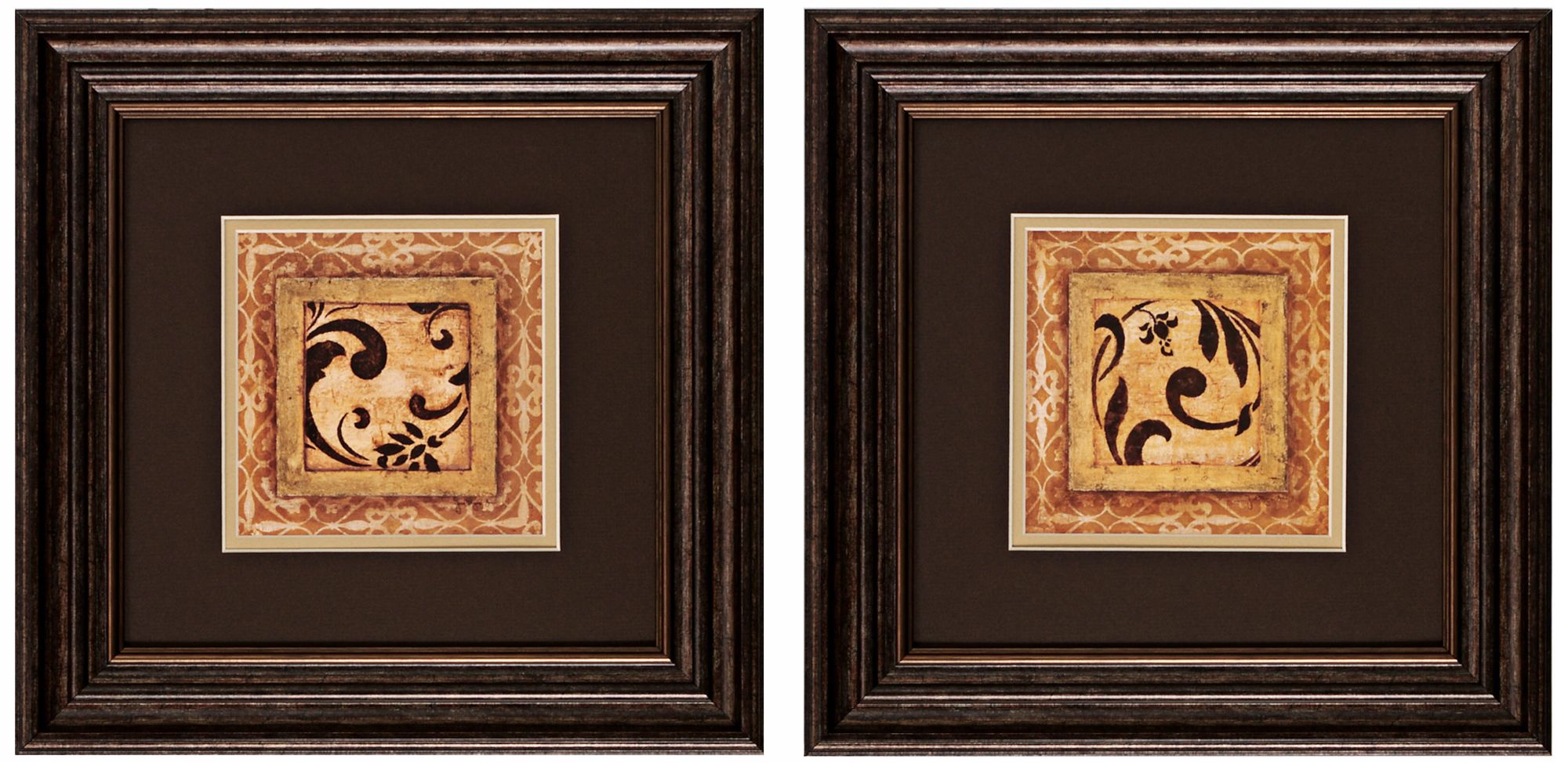 Set of 2 14" Square Scroll Detail Wall Art Prints